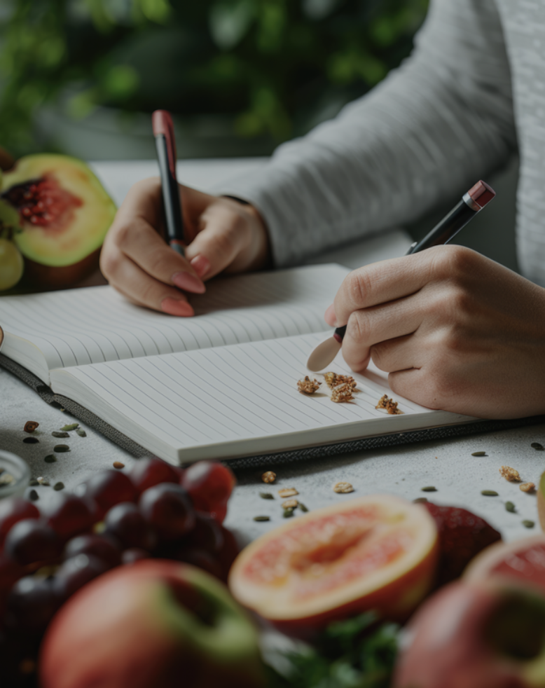Food journal with fresh fruit