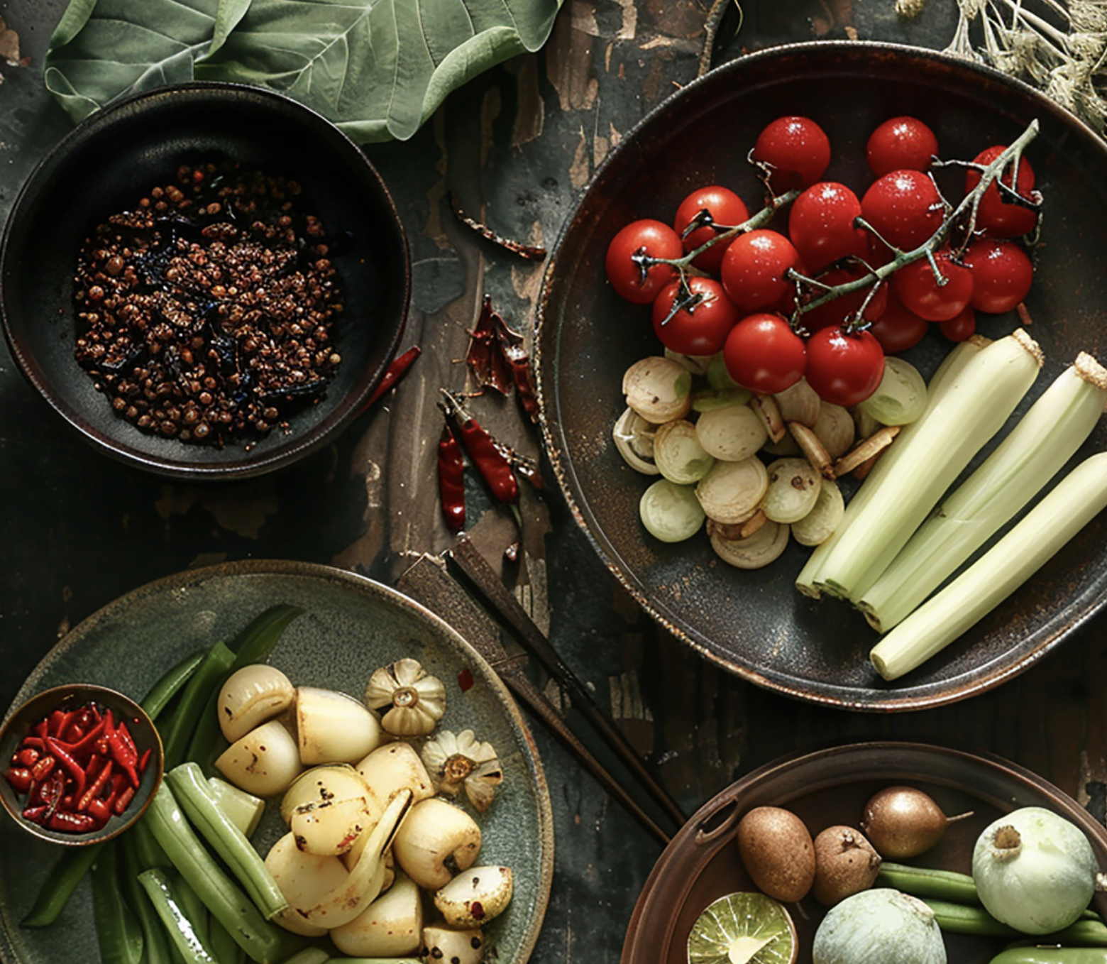 Organic vegetables and spices